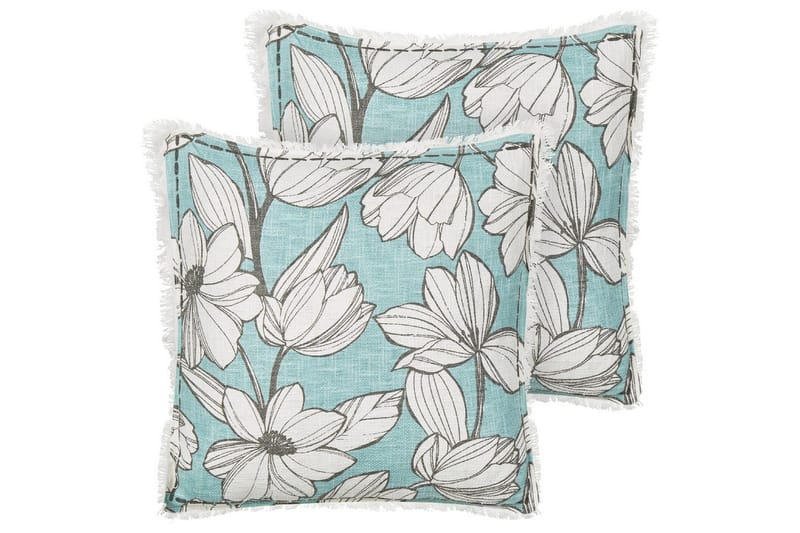 Pynteputer Cyanotis-sett à 2 Hvit/Blå - Hvit/Blå - Tekstiler - Pute & pledd - Hagepute