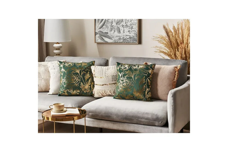 Pynteputer Daffodil-sett à 2 Grønn/gull - Grønn/gull - Tekstiler - Pute & pledd - Hagepute