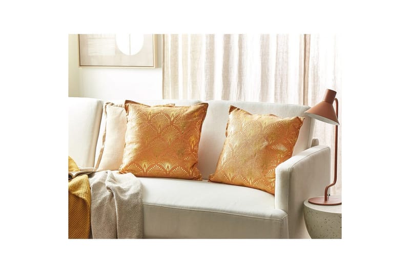 Pynteputer Hoya sett à 2 Oransje/gull - Oransje/gull - Tekstiler - Pute & pledd - Hagepute