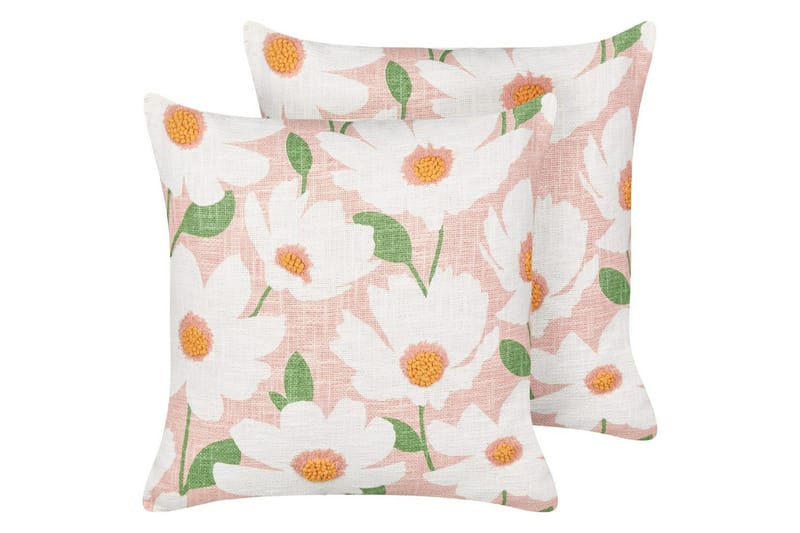 Pynteputer Jatropha sett à 2 Rosa/hvit/grønn/oransje - Rosa/hvit/grønn/oransje - Tekstiler - Pute & pledd - Hagepute