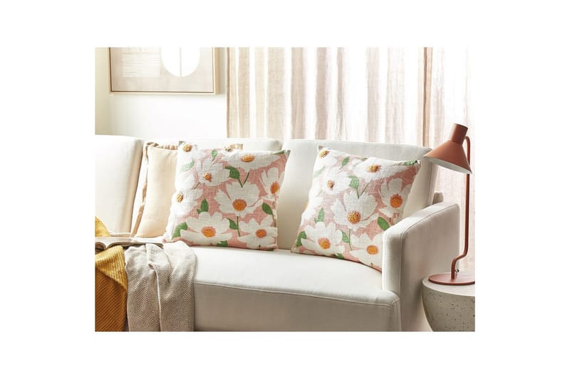 Pynteputer Jatropha sett à 2 Rosa/hvit/grønn/oransje - Rosa/hvit/grønn/oransje - Tekstiler - Pute & pledd - Hagepute