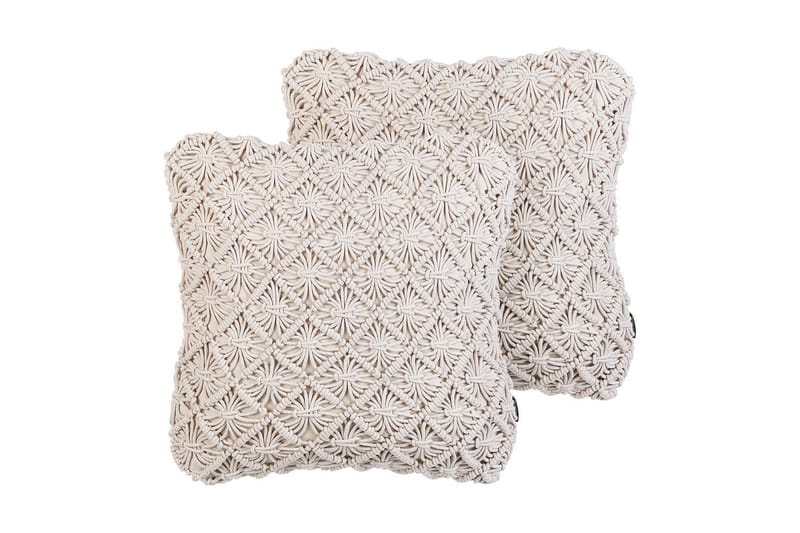Pynteputer Kizkalesi sett av 2 Beige - Beige - Hagemøbler - Puter - Sofaputer & benkeputer