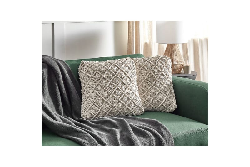 Pynteputer Kizkalesi sett av 2 Beige - Beige - Hagemøbler - Puter - Sofaputer & benkeputer