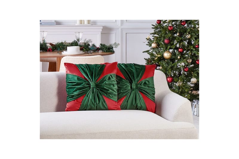 Pynteputer Marshmallow sett av 2 Rød/Grønn - Rød/Grønn - Tekstiler - Pute & pledd - Hagepute