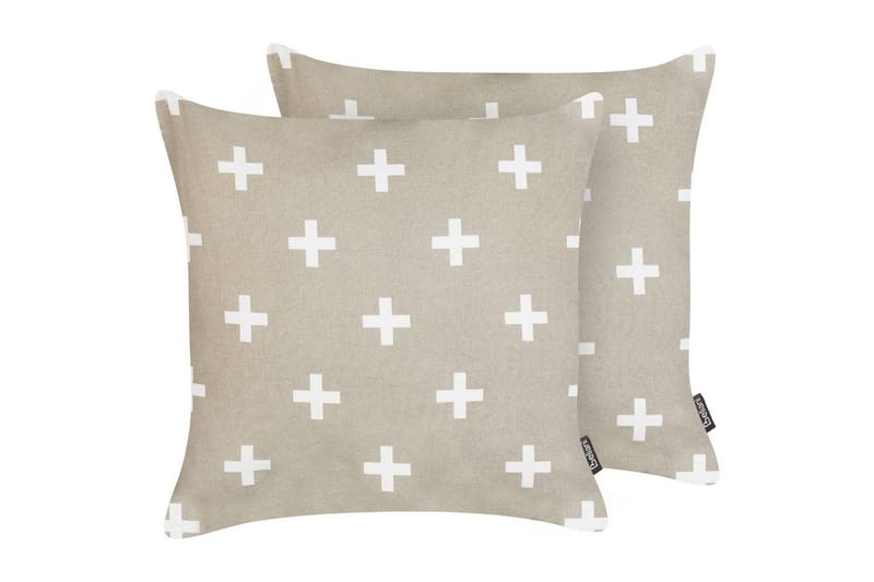 Pynteputer Velleia sett av 2 Beige/hvit - Beige/hvit - Hagemøbler - Puter - Øvrige puter