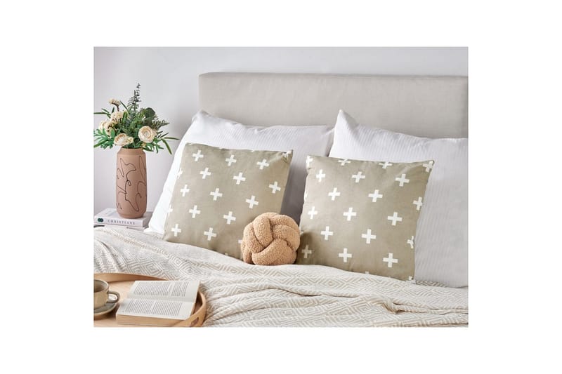 Pynteputer Velleia sett av 2 Beige/hvit - Beige/hvit - Hagemøbler - Puter - Øvrige puter