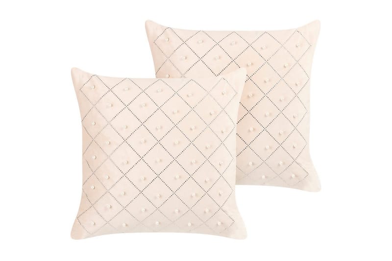 Pynteputer Yarrow sett med 2 Beige/Sølv - Beige/Sølv - Hagemøbler - Puter - Øvrige puter