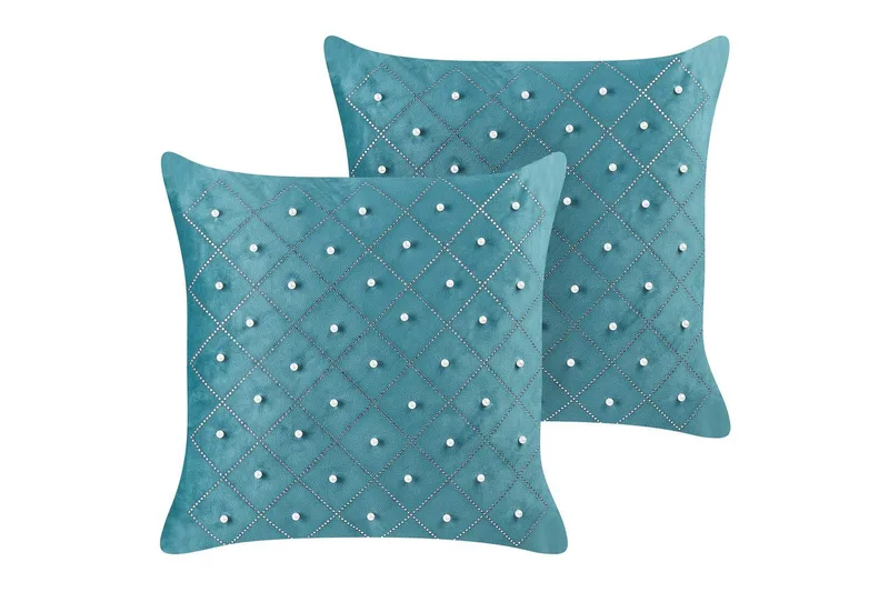 Pynteputer Yarrow sett med 2 Blå/Sølv - Blå/Sølv - Tekstiler - Pute & pledd - Hagepute