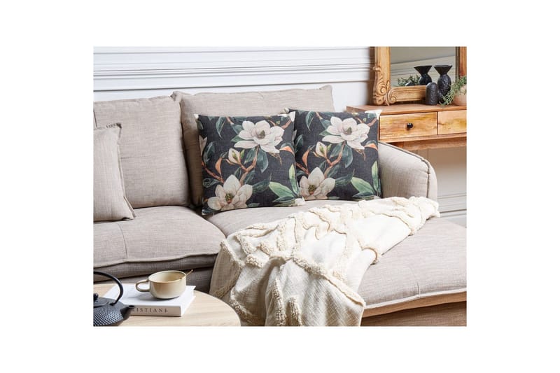 Pynteputer Zahriye sett med 2 Svart/Flerfarget - Svart/Flerfarget - Hagemøbler - Puter - Øvrige puter