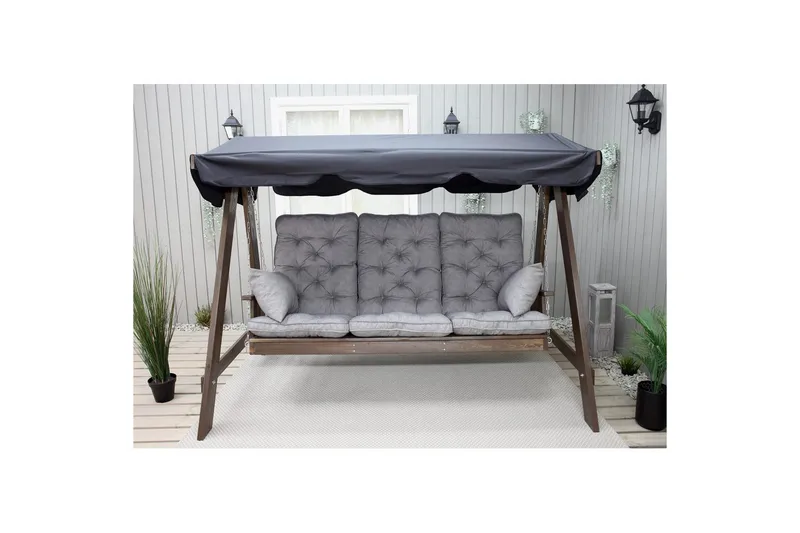 Sittedel med ryggstøtte Maxi Høy Rygg med Sideputer - Grå - Hagemøbler - Puter - Komplette putesett