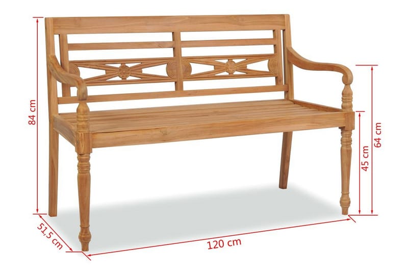 Bataviabenk 120 cm teak - Teak - Hagemøbler - Puter - Sitteputer