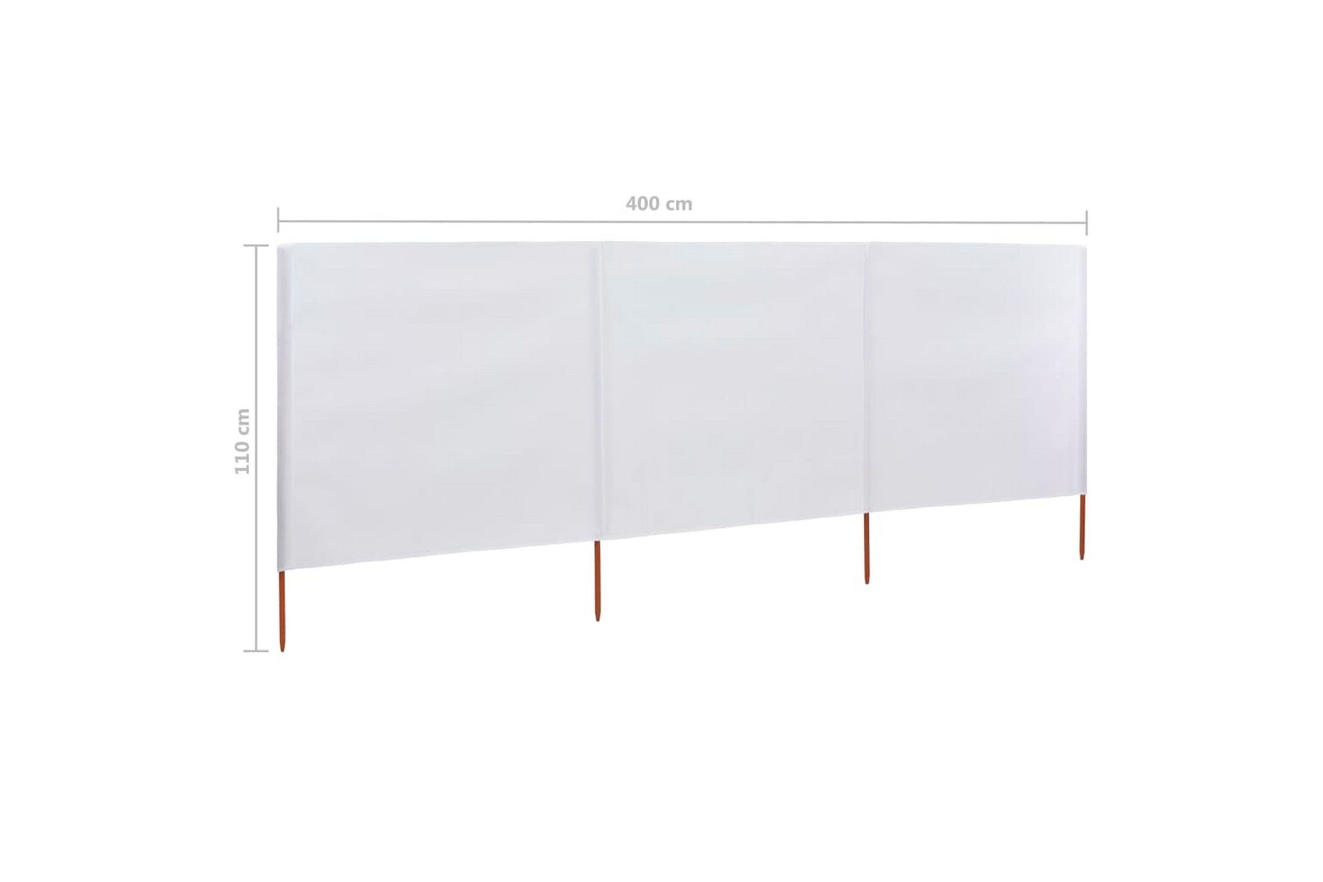 Vindskjerm 3 paneler stoff 400x80 cm sandhvit - Hvit - Hagemøbler - Solbeskyttelse - Avskjerming & vindskjerm - Skjerm