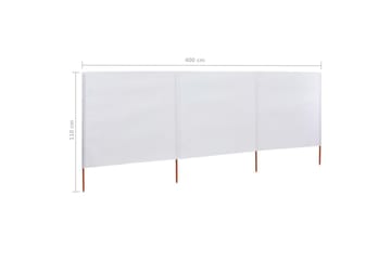 Vindskjerm 3 paneler stoff 400x80 cm sandhvit - Hvit - Hagemøbler - Solbeskyttelse - Avskjerming & vindskjerm - Skjerm