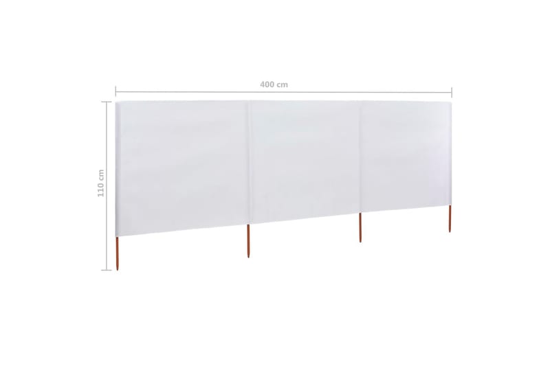 Vindskjerm 3 paneler stoff 400x80 cm sandhvit - Hvit - Hagemøbler - Solbeskyttelse - Avskjerming & vindskjerm - Skjerm