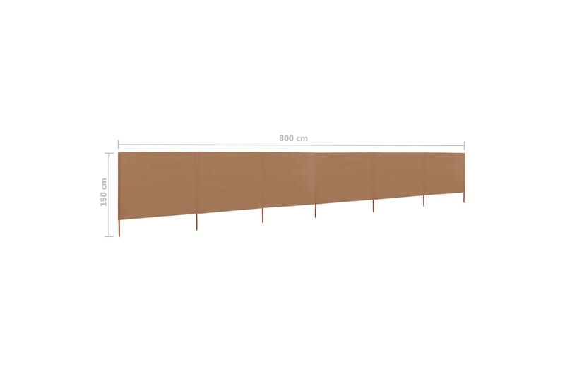 Vindskjerm 6 paneler stoff 800x160 cm gråbrun - Brun - Sikkerhet & vindubeskyttelse veranda - Avskjerming & vindskjerm - Skjerm