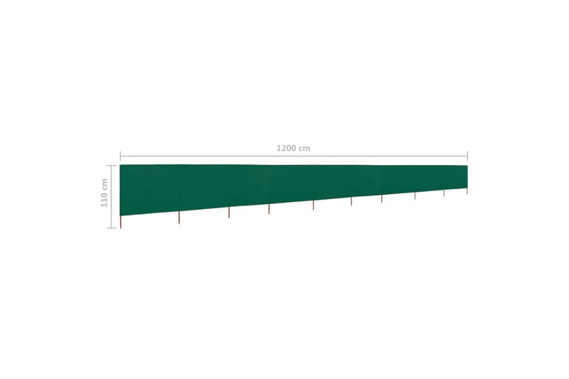 Vindskjerm 9 paneler stoff 1200x80 cm grønn - Grønn - Sikkerhet & vindubeskyttelse veranda - Avskjerming & vindskjerm - Skjerm