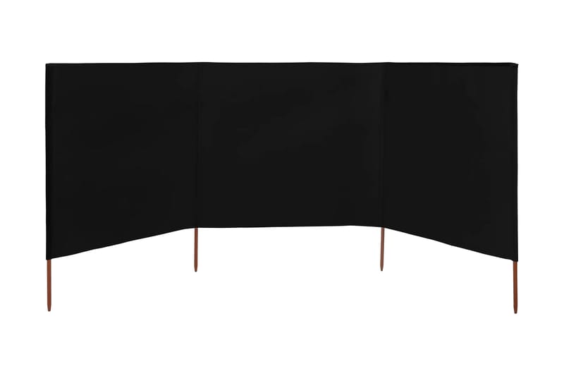 Vindskjerm 3 paneler stoff 400x160 cm svart - Svart - Hagemøbler - Solbeskyttelse - Avskjerming & vindskjerm
