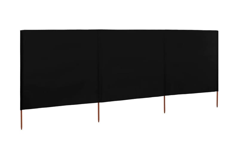 Vindskjerm 3 paneler stoff 400x160 cm svart - Svart - Hagemøbler - Solbeskyttelse - Avskjerming & vindskjerm