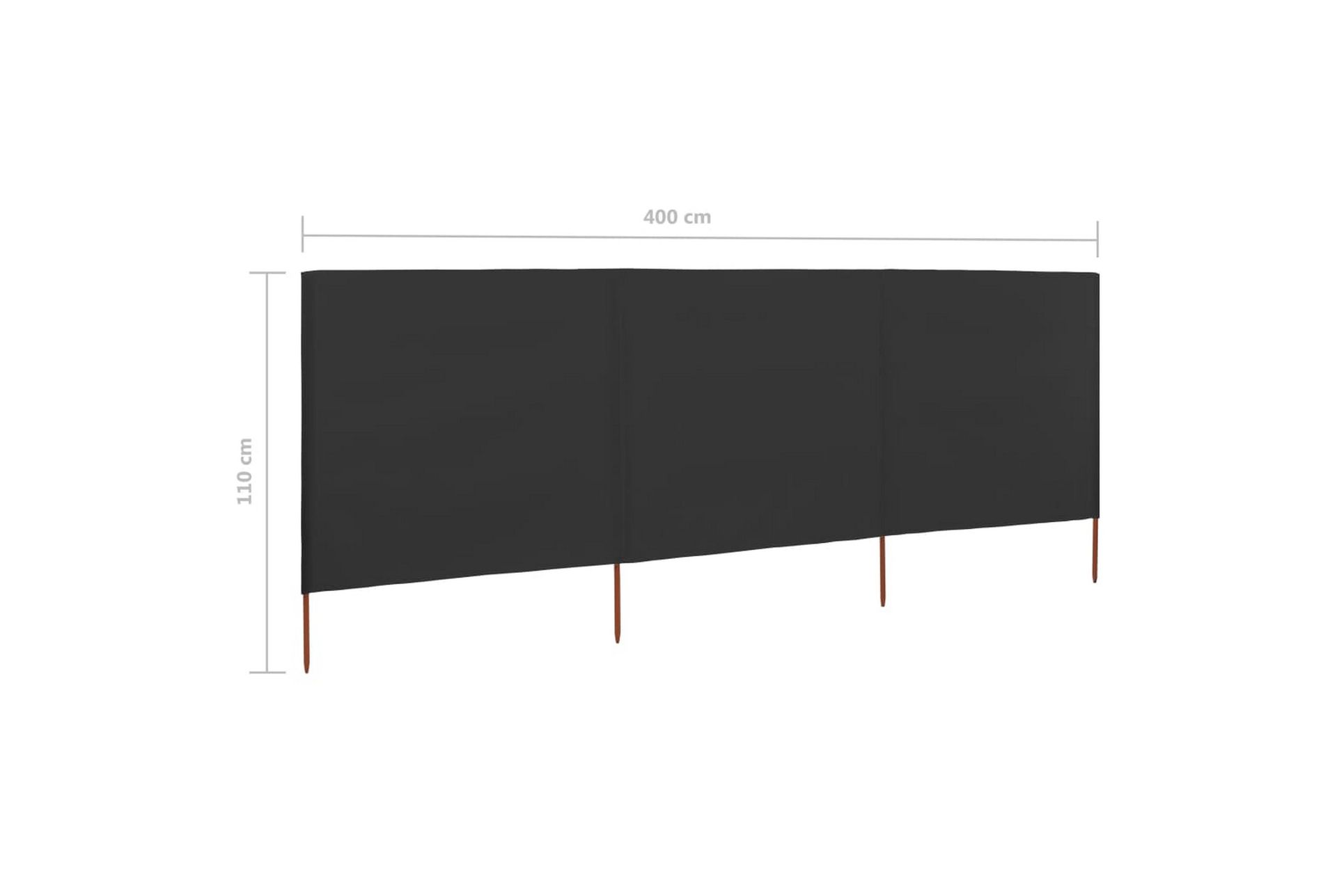 Vindskjerm 3 paneler stoff 400x80 cm antrasitt - Grå - Hagemøbler - Solbeskyttelse - Avskjerming & vindskjerm