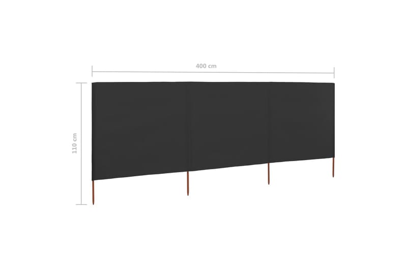 Vindskjerm 3 paneler stoff 400x80 cm antrasitt - Grå - Hagemøbler - Solbeskyttelse - Avskjerming & vindskjerm