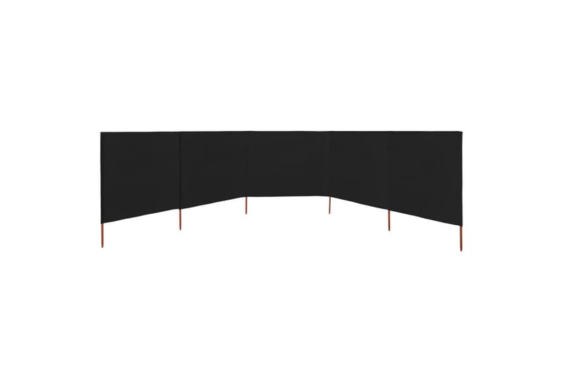 Vindskjerm 5 paneler stoff 600x120 cm svart - Svart - Hagemøbler - Solbeskyttelse - Avskjerming & vindskjerm