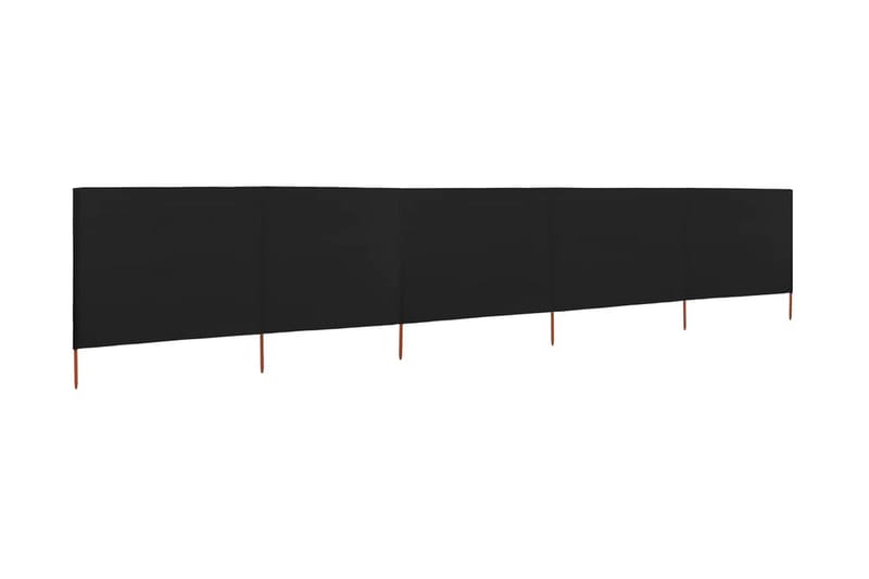 Vindskjerm 5 paneler stoff 600x160 cm svart - Svart - Hagemøbler - Solbeskyttelse - Avskjerming & vindskjerm