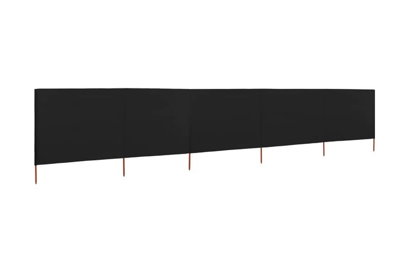 Vindskjerm 5 paneler stoff 600x160 cm svart - Svart - Sikkerhet & vindubeskyttelse veranda - Avskjerming & vindskjerm - Skjerm