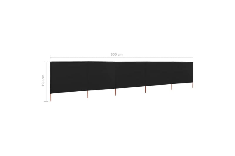Vindskjerm 5 paneler stoff 600x160 cm svart - Svart - Sikkerhet & vindubeskyttelse veranda - Avskjerming & vindskjerm - Skjerm