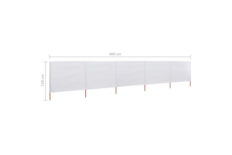 Vindskjerm 5 paneler stoff 600x120 cm sandhvit - Hvit - Hagemøbler - Solbeskyttelse - Avskjerming & vindskjerm