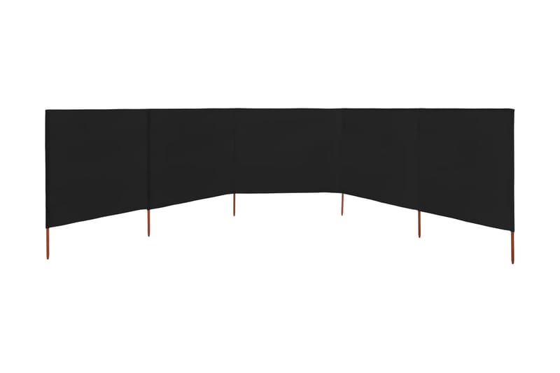 Vindskjerm 5 paneler stoff 600x80 cm svart - Svart - Hagemøbler - Solbeskyttelse - Avskjerming & vindskjerm