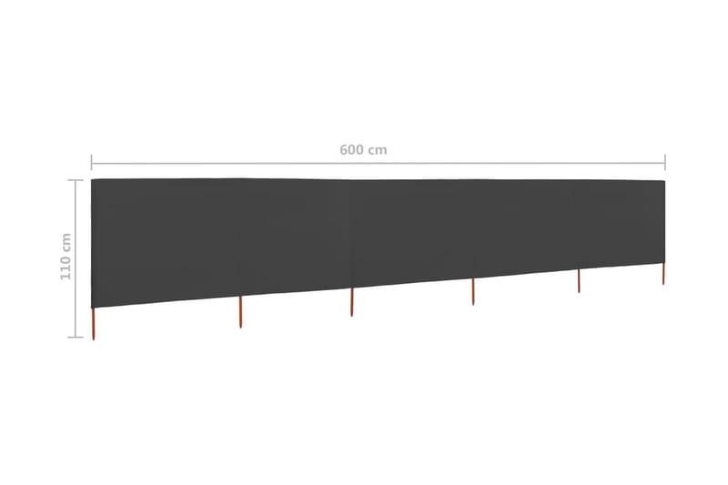 Vindskjerm 5 paneler stoff 600x80 cm antrasitt - Grå - Hagemøbler - Solbeskyttelse - Avskjerming & vindskjerm