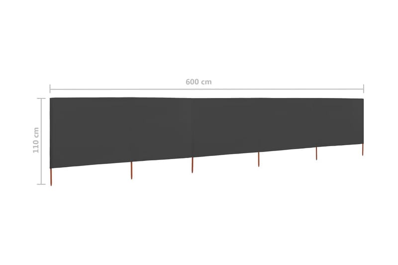 Vindskjerm 5 paneler stoff 600x80 cm antrasitt - Grå - Sikkerhet & vindubeskyttelse veranda - Avskjerming & vindskjerm - Skjerm