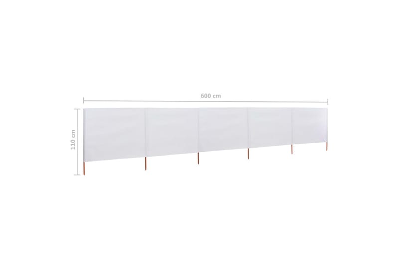 Vindskjerm 5 paneler stoff 600x80 cm sandhvit - Hvit - Hagemøbler - Solbeskyttelse - Avskjerming & vindskjerm