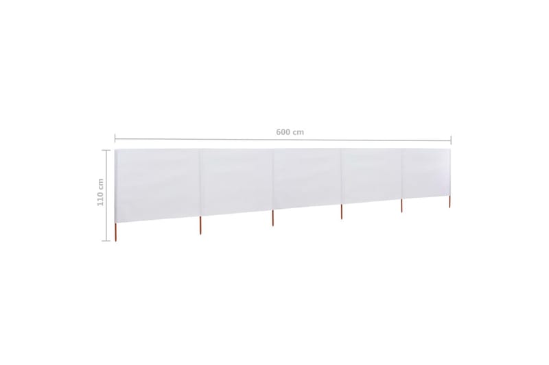 Vindskjerm 5 paneler stoff 600x80 cm sandhvit - Hvit - Sikkerhet & vindubeskyttelse veranda - Avskjerming & vindskjerm - Skjerm