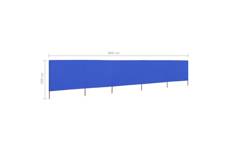 Vindskjerm 5 paneler stoff 600x160 cm asurblå - Blå - Hagemøbler - Solbeskyttelse - Avskjerming & vindskjerm