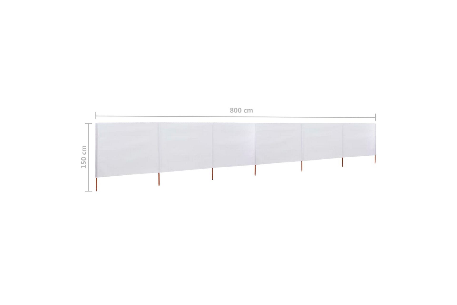 Vindskjerm 6 paneler stoff 800x120 cm sandhvit - Hvit - Hagemøbler - Solbeskyttelse - Avskjerming & vindskjerm