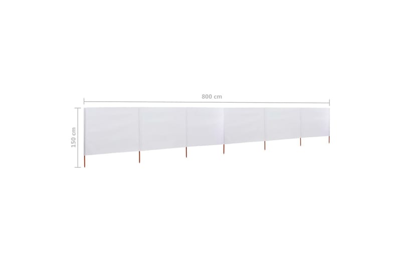 Vindskjerm 6 paneler stoff 800x120 cm sandhvit - Hvit - Hagemøbler - Solbeskyttelse - Avskjerming & vindskjerm