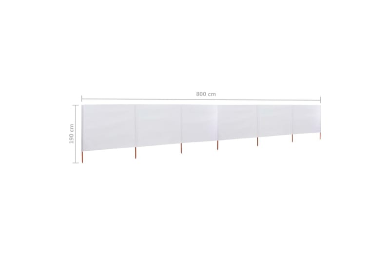 Vindskjerm 6 paneler stoff 800x160 cm sandhvit - Hvit - Hagemøbler - Solbeskyttelse - Avskjerming & vindskjerm