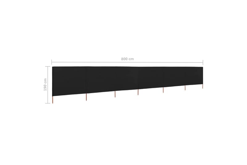 Vindskjerm 6 paneler stoff 800x160 cm svart - Svart - Hagemøbler - Solbeskyttelse - Avskjerming & vindskjerm