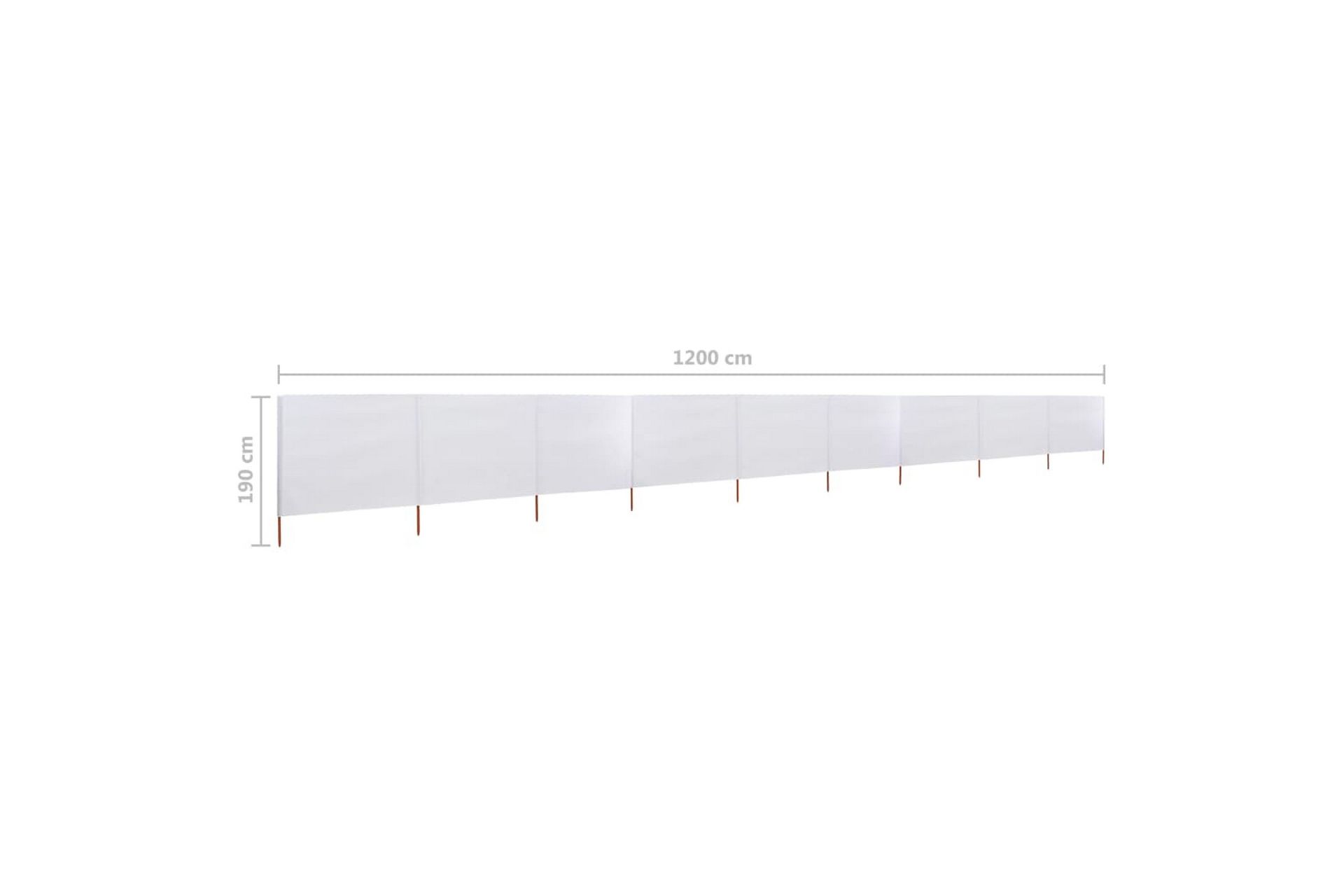 Vindskjerm 9 paneler stoff 1200x160 cm sandhvit - Hvit - Hagemøbler - Solbeskyttelse - Avskjerming & vindskjerm