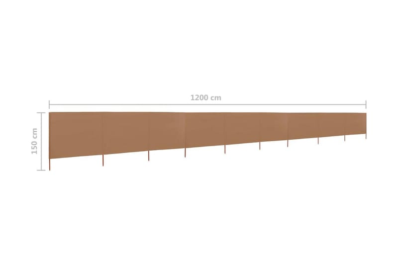 Vindskjerm 9 paneler stoff 1200x120 cm gråbrun - Brun - Hagemøbler - Solbeskyttelse - Avskjerming & vindskjerm
