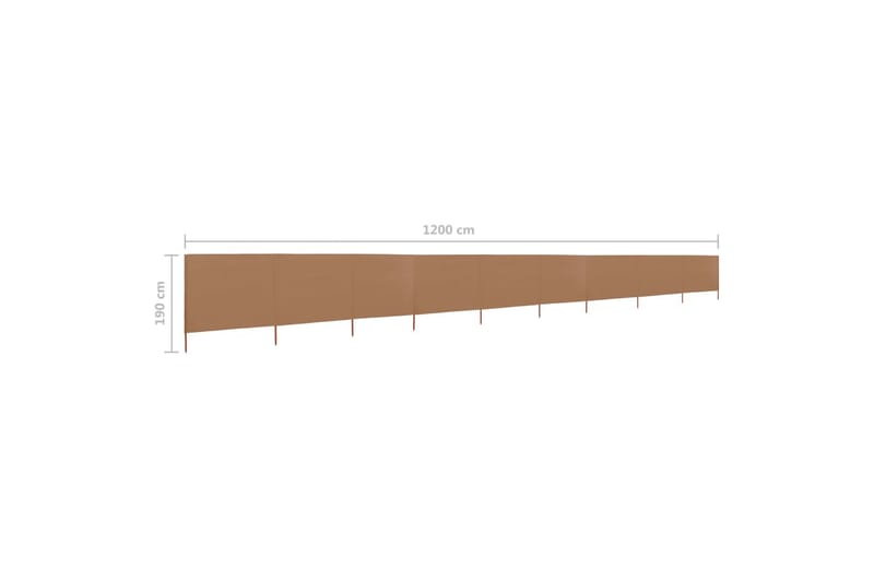 Vindskjerm 9 paneler stoff 1200x160 cm gråbrun - Brun - Hagemøbler - Solbeskyttelse - Avskjerming & vindskjerm