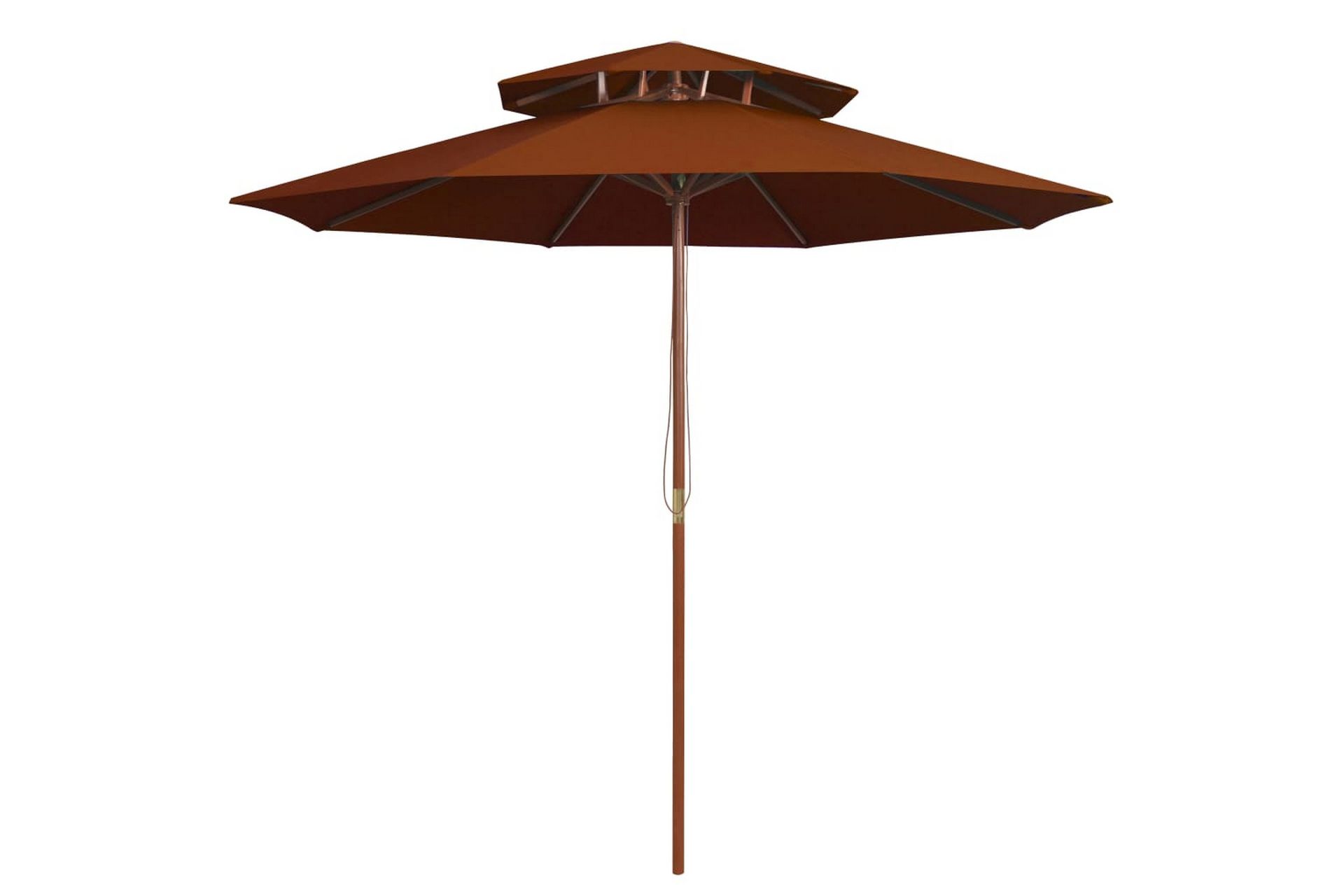 Dobbel parasoll med trestang 270 cm terrakotta - Brun - Hagemøbler - Solbeskyttelse - Parasoller