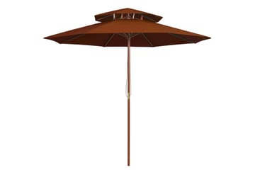 Dobbel parasoll med trestang 270 cm terrakotta - Brun - Hagemøbler - Solbeskyttelse - Parasoller