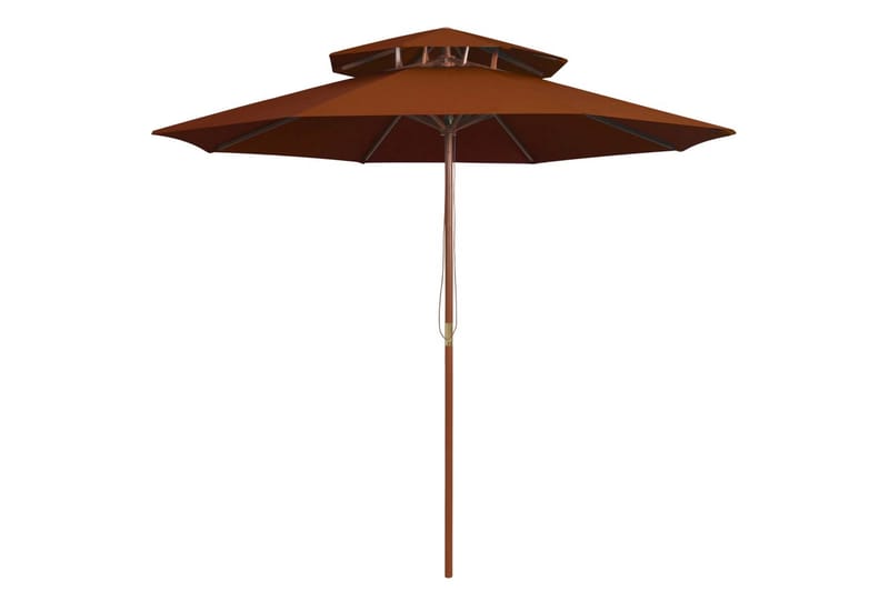 Dobbel parasoll med trestang 270 cm terrakotta - Brun - Hagemøbler - Solbeskyttelse - Parasoller