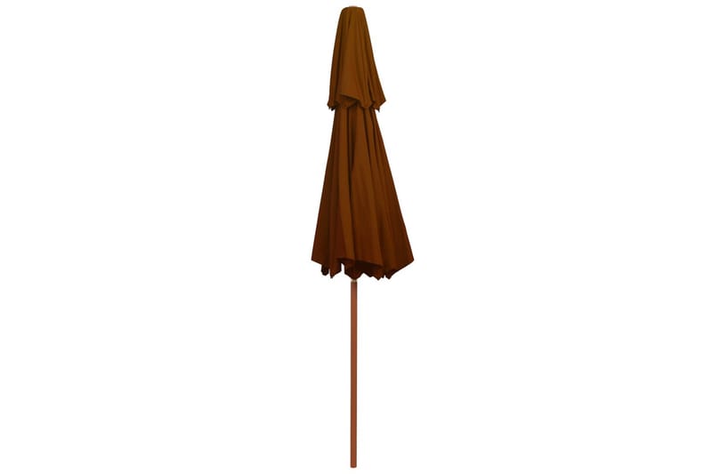 Dobbel parasoll med trestang 270 cm terrakotta - Brun - Hagemøbler - Solbeskyttelse - Parasoller
