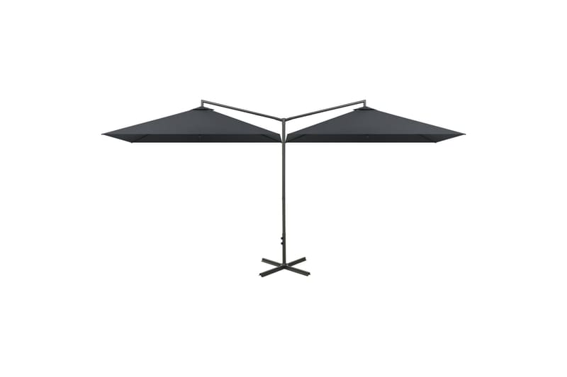 Dobbel parasoll med stålstolpe antrasitt 600x300 cm - Antrasittgrå - Hagemøbler - Solbeskyttelse - Parasoller