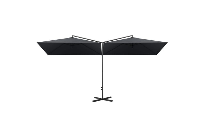 Dobbel parasoll med stålstolpe antrasitt 600x300 cm - Antrasittgrå - Hagemøbler - Solbeskyttelse - Parasoller