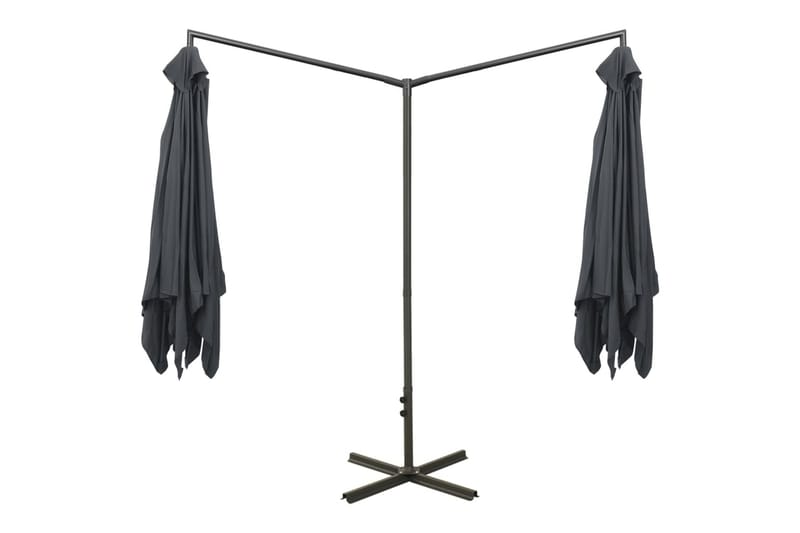 Dobbel parasoll med stålstolpe antrasitt 600x300 cm - Antrasittgrå - Hagemøbler - Solbeskyttelse - Parasoller