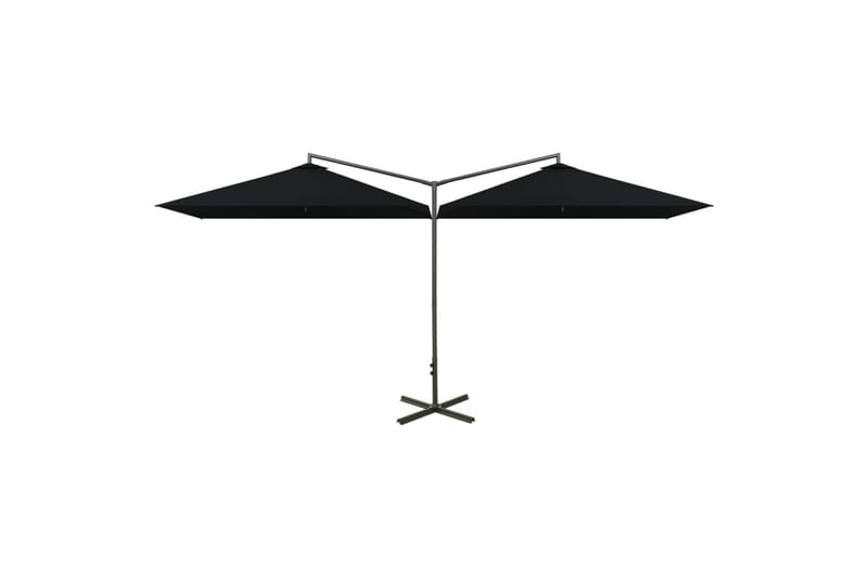 Dobbel parasoll med stålstolpe svart 600x300 cm - Svart - Hagemøbler - Solbeskyttelse - Parasoller